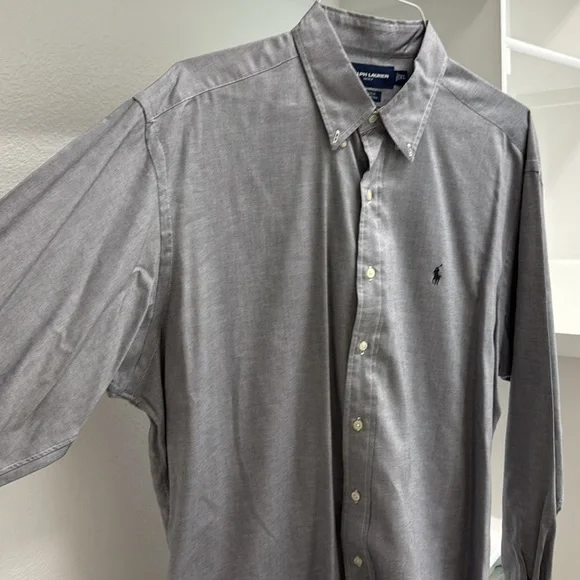 Ralph Lauren Golf Tilden 100% Cotton Men’s XL Long Sleeve Button Down Gray Shirt - Picture 4 of 11